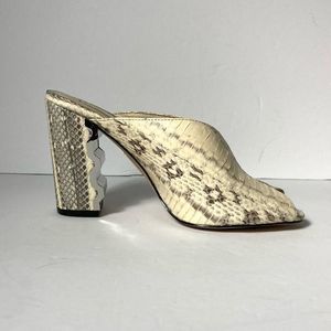 Louise et Cie Size 7.5 Black & White Leather Peep-Toe Mule